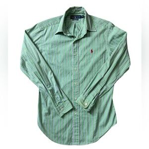 Ralph Lauren 100% Cotton Striped Button Down Classic Fit Shirt Size Small